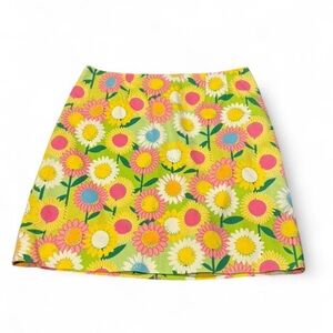 Lilly Pulitzer Size 6 Vintage White Label Sunflower Daisy Mini Skirt EUC Y2K